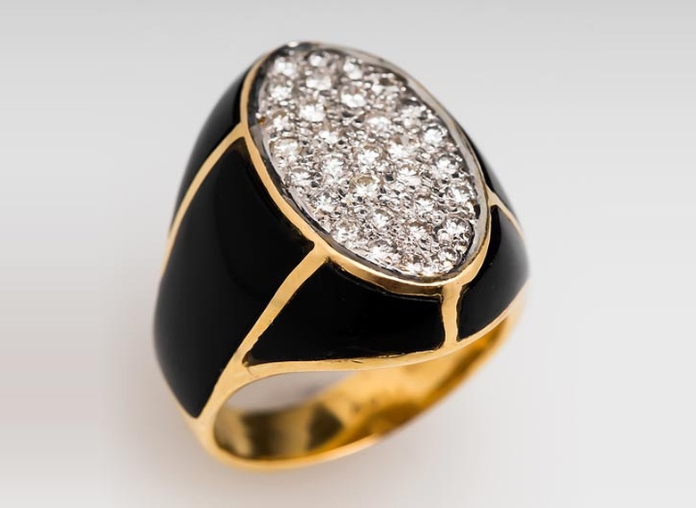 Bellari Cocktail Ring, Diamonds á Onyx
